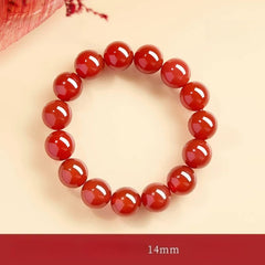 Natural Red Agate & “Ink Jade” Bracelet – Authentic Gemstone Bead Strand for Women Red Agate 14MM