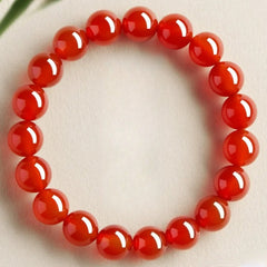 Natural Red Agate & “Ink Jade” Bracelet – Authentic Gemstone Bead Strand for Women
