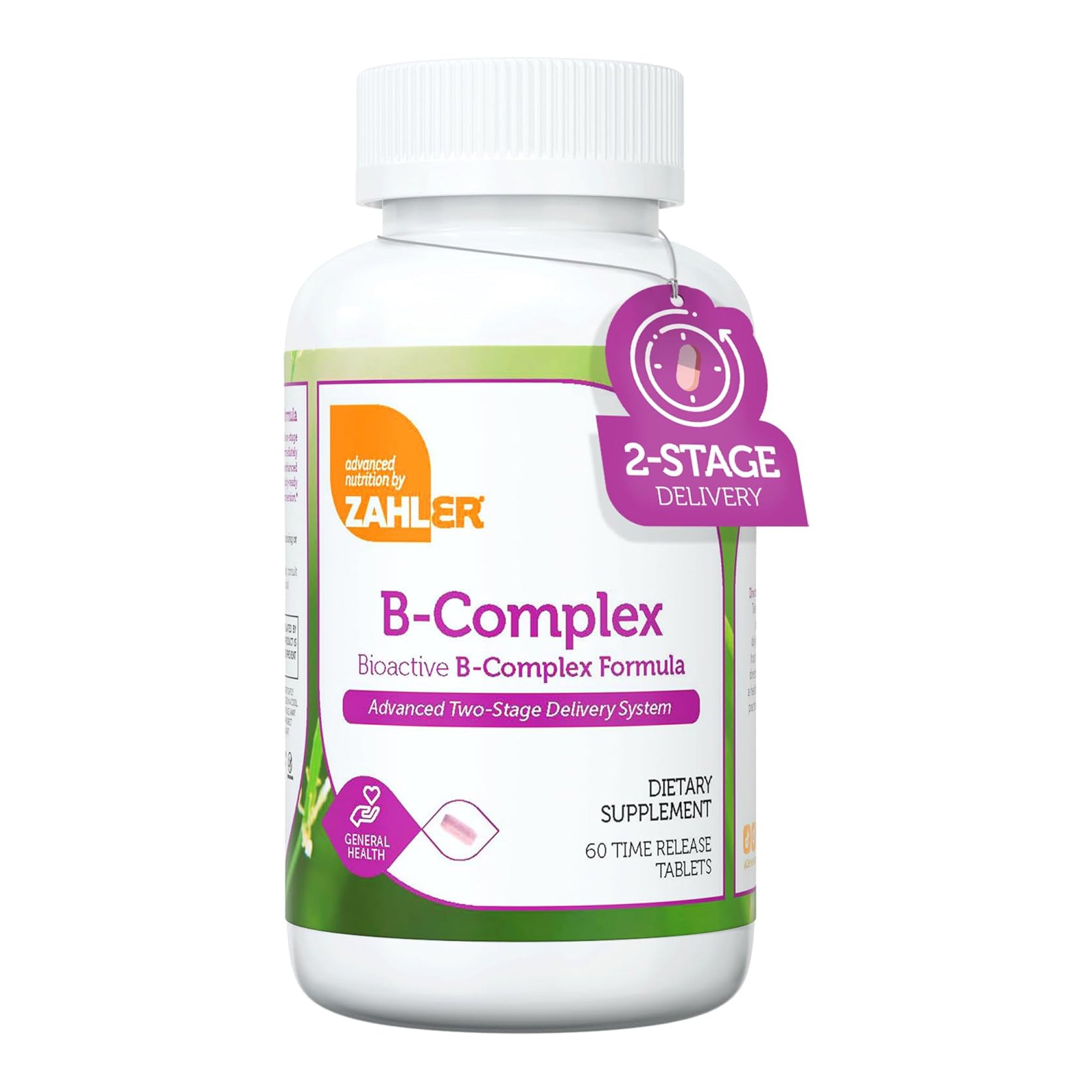 Zahler B-Complex Vitamins for Women & Men - Vitamin B Complex  Advanced 2-Stage Delivery System (60 Tablets)