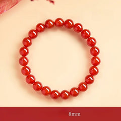 Natural Red Agate & “Ink Jade” Bracelet – Authentic Gemstone Bead Strand for Women Red Agate 8MM