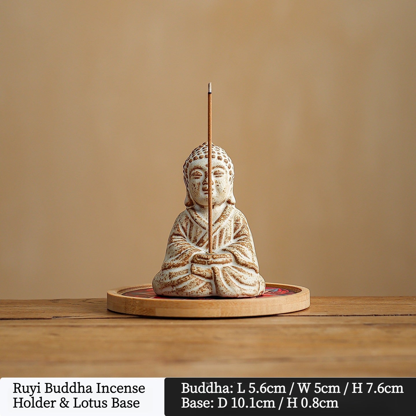 Buddha & Elephant Ceramic Incense Burner – Zen Stick/Coil Incense Holder, Tea Ceremony Decor & Meditation Gift Ruyi Buddha Lotus base