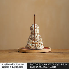 Buddha & Elephant Ceramic Incense Burner – Zen Stick/Coil Incense Holder, Tea Ceremony Decor & Meditation Gift Ruyi Buddha Lotus base