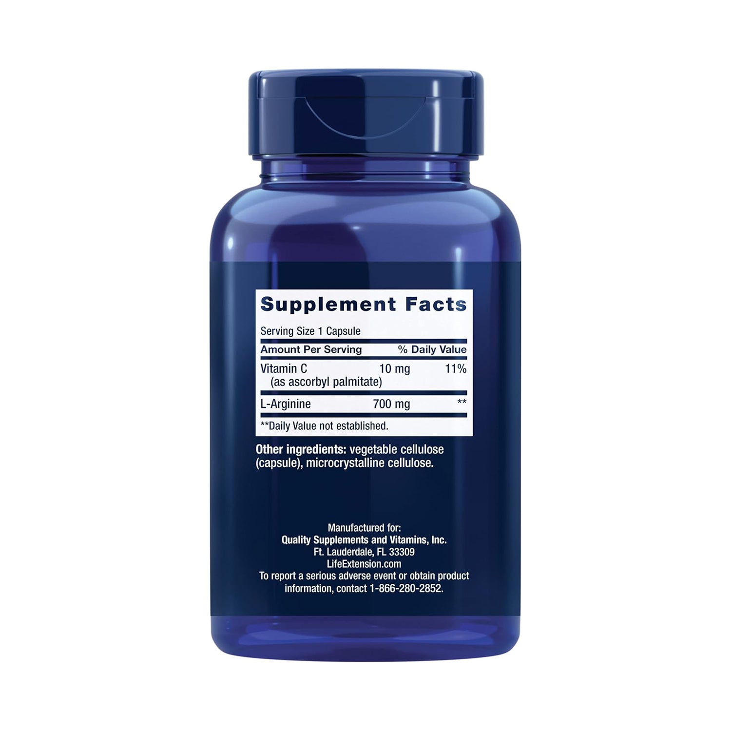 Life Extension L-Arginine Caps, 700 mg, Vitamin C & Amino Acid for Optimal arterial Health, Supports Heart & Immune Health, Healthy Tissue & Bones, 200 Capsules