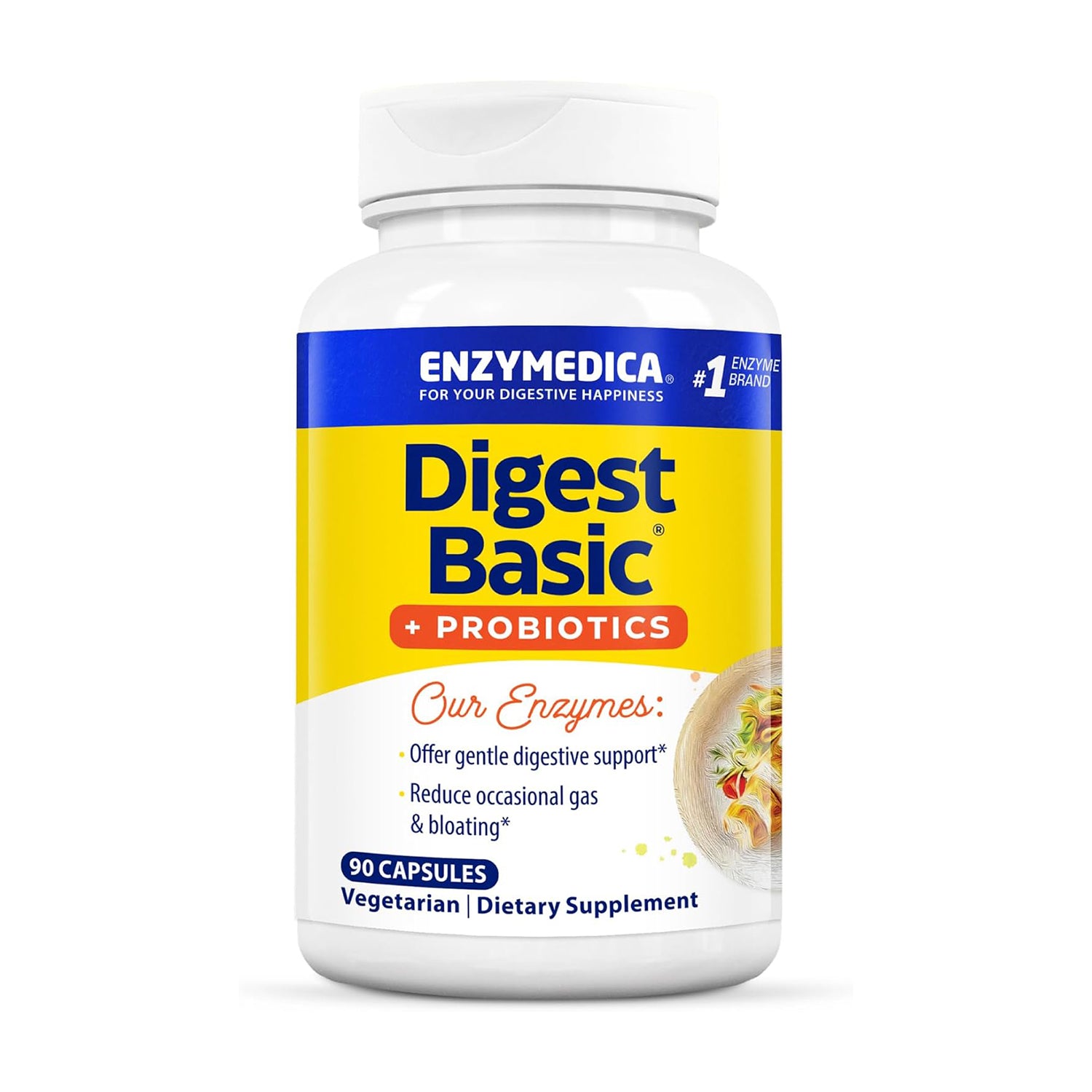 Enzymedica, Digest Basic + Probiotics, Gentle Digestive Enzymes with 400 Million CFU Active Cultures per Capsule, 90 Count