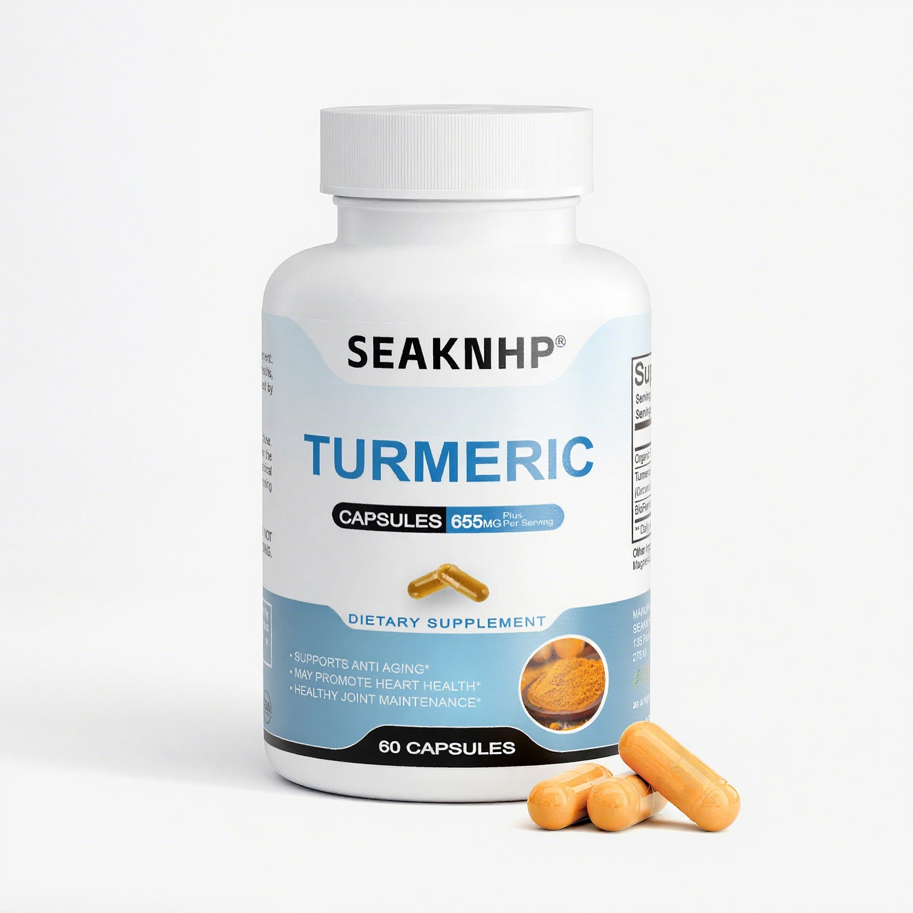 Seaknhp Supplements Turmeric With Bioperine 60 capsules Promotes digestive health
