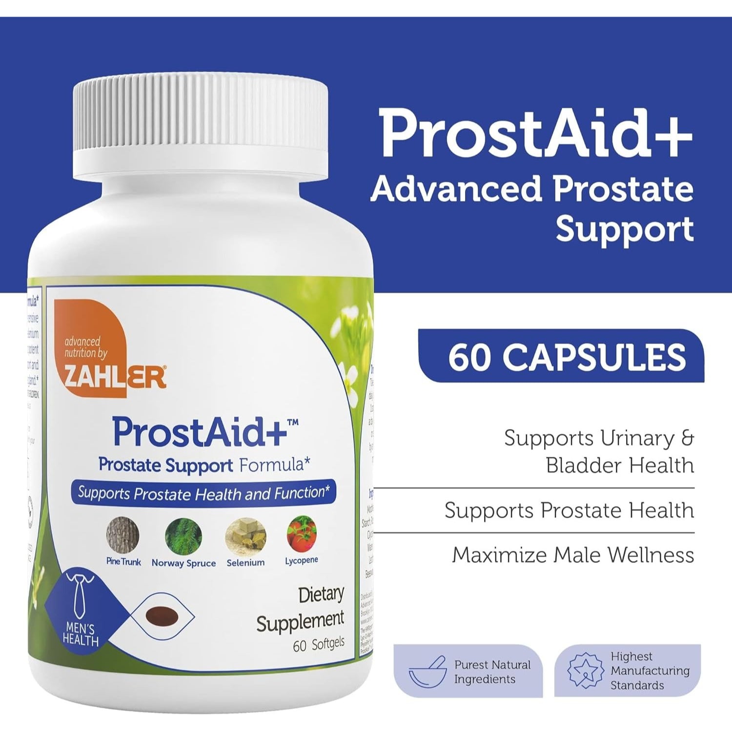 Zahler, ProstAid+™, Prostate Support Formula, 60 Capsules