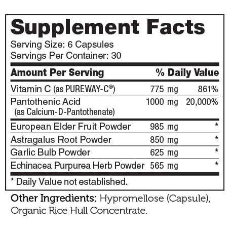 Zahler ImmunAbreve, Powerful Immune System Support, Contains Vitamin C Pantothenic Acid Echinacea and More (180Capsules)