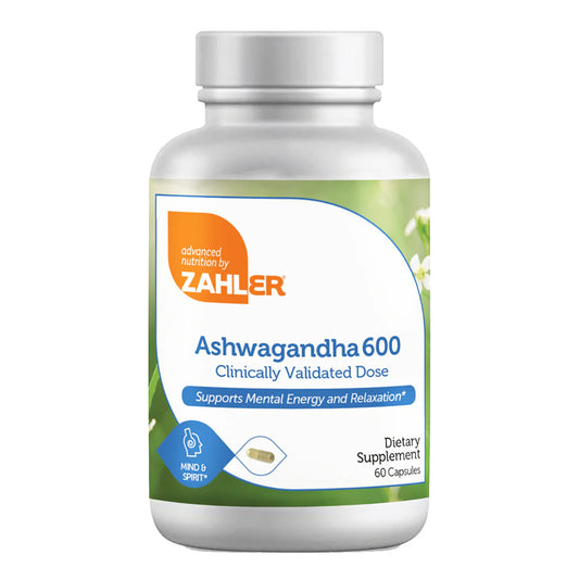 Zahler, Ashwagandha 600, Clinically Validated Dose, Supports Mental Energy & Relaxation, 60 Capsules (300 mg per Capsule)