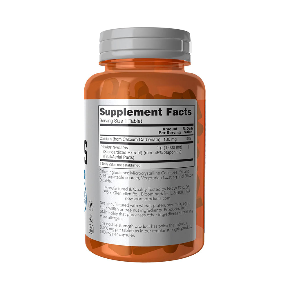 NOW Foods Sports Nutrition, Tribulus (Tribulus terrestris) 1,000 mg, Double Strength, Men's Health, 90 Tablets