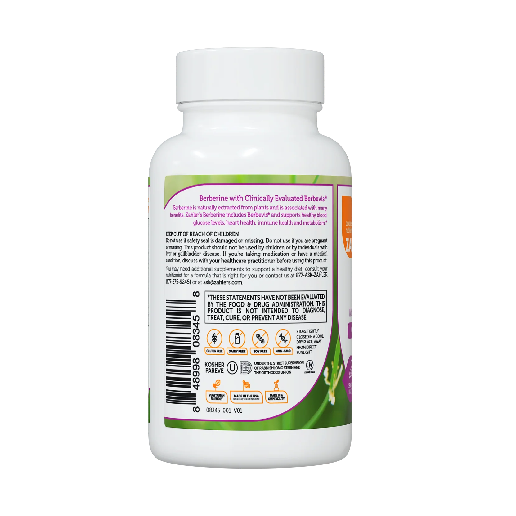 Zahler Berberine with Clinically Evaluated Berbevis , 60 Capsules