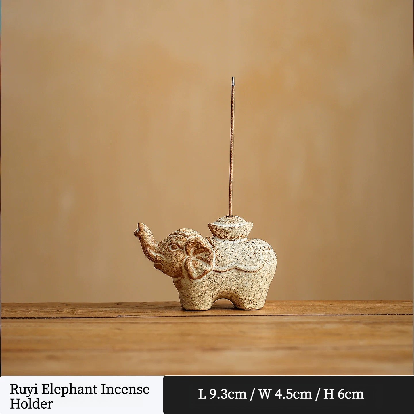 Buddha & Elephant Ceramic Incense Burner – Zen Stick/Coil Incense Holder, Tea Ceremony Decor & Meditation Gift Ruyi Elephant Holder Only