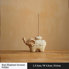 Buddha & Elephant Ceramic Incense Burner – Zen Stick/Coil Incense Holder, Tea Ceremony Decor & Meditation Gift Ruyi Elephant Holder Only