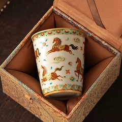 Ruyao Dunhuang Ceramic Tumbler – Large Personal Tea Cup, Premium Gift Box, 2 Styles
