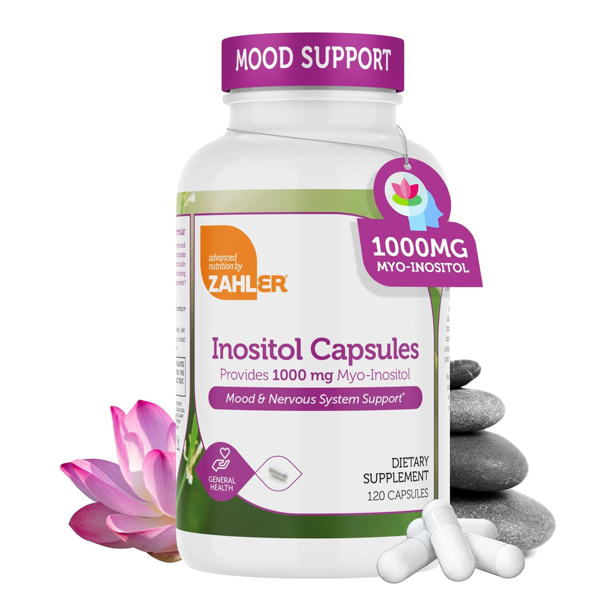 Zahler Inositol Supplement Capsules 1000mg - Mood & Nervous System Support Supplements for Women - Hormone Balance & Healthy Ovarian Function -120 Count