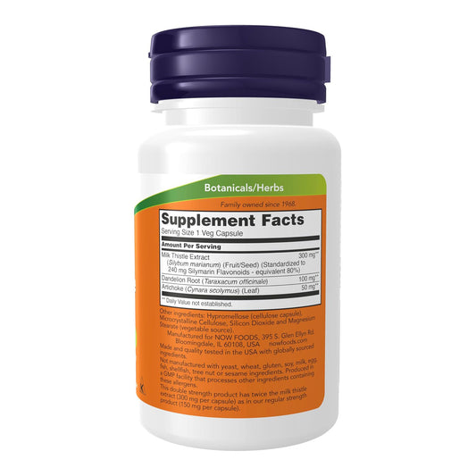 NOW Foods Supplements, Silymarin Milk Thistle Extract 300 mg with Artichoke and Dandelion Supports Liver Function, 50 Capsules