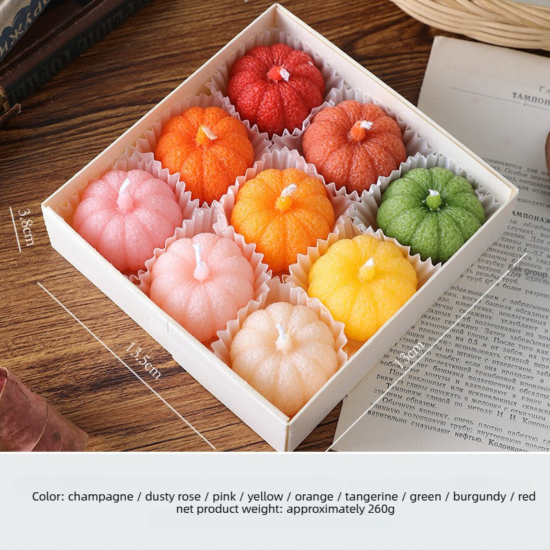 Pumpkin Scented Candle Gift Box – Faux Fruit Decor, Halloween & Thanksgiving Table Centerpiece Style 2