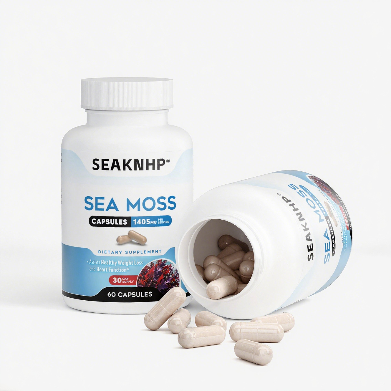 Seaknhp Sea Moss Supplement 60 Caps – Circulatory & Lymphatic System Cleanse + Iodine Boost